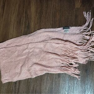 Y2K Pink knit bebe scarf with metallic sparkle vintage lurex